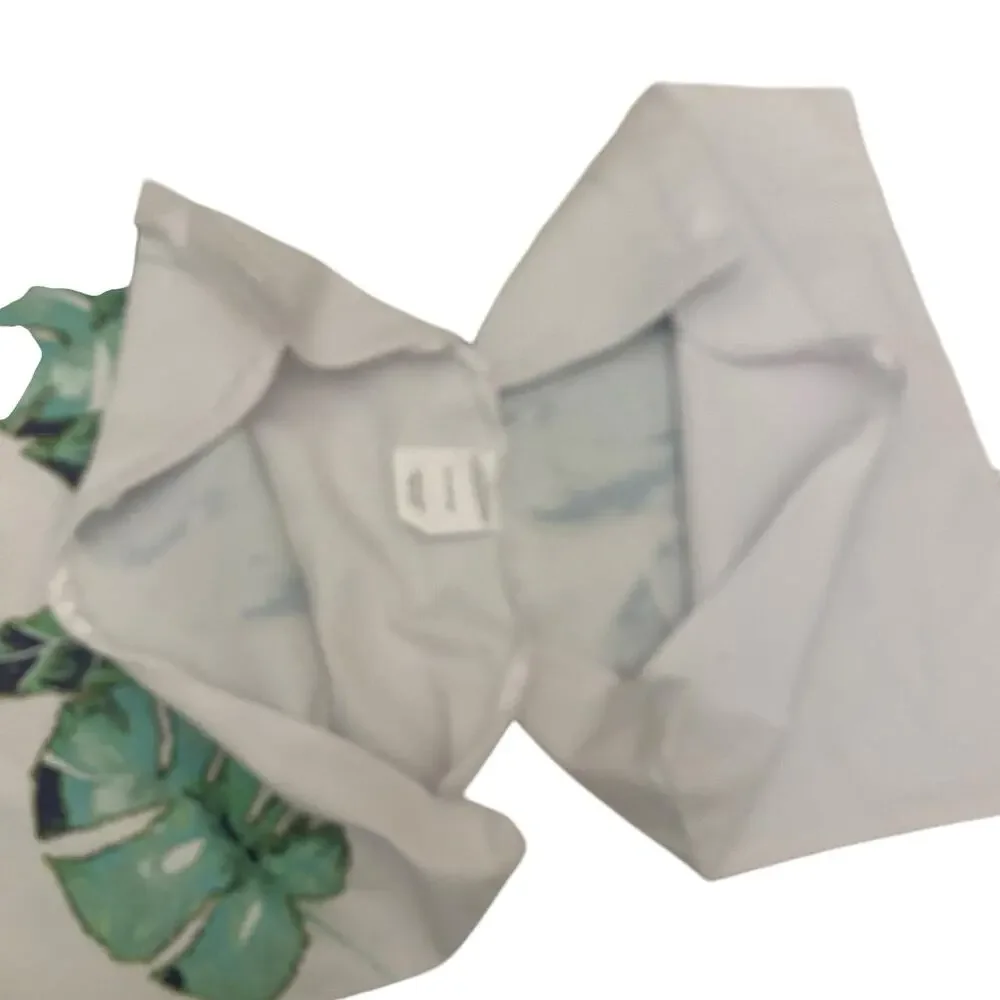 Set of TWO Tropical Monstera Leaf Beaded Throw Pillow Covers 19x13 with Zipper